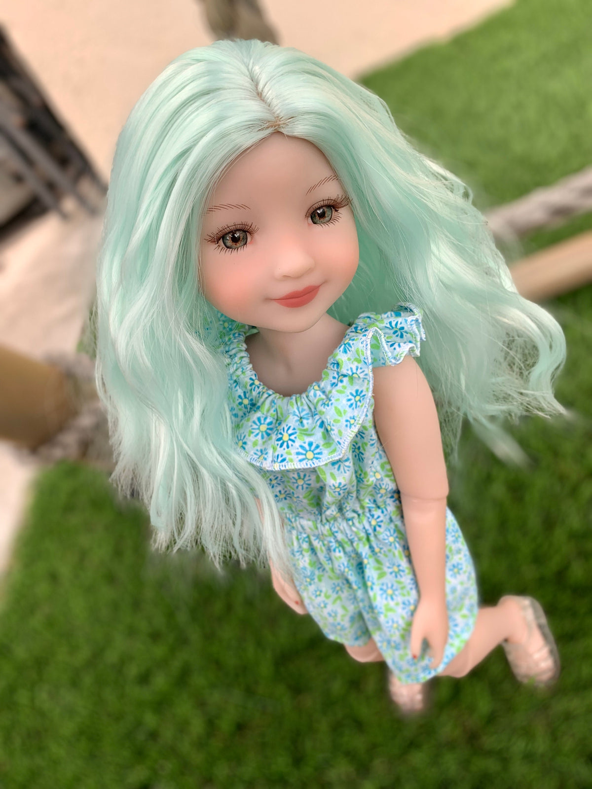 Pistachio heat safe wig for 14" doll