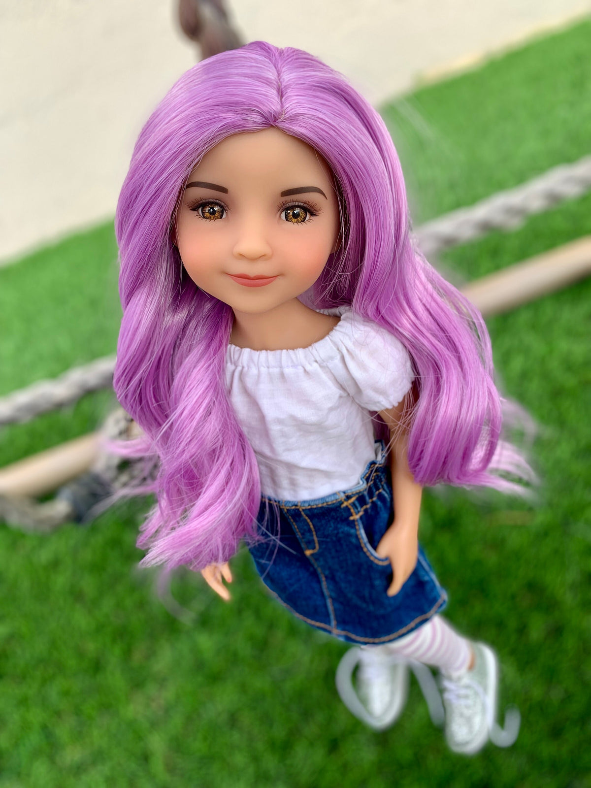 Magical Magenta heat safe wig for 14" doll