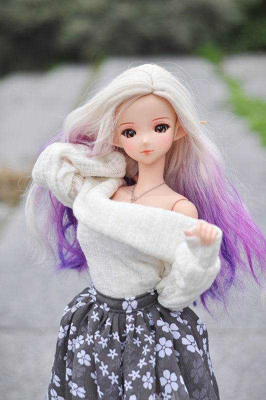 Custom doll WIG for Smart Dolls- Heat Safe - Tangle Resistant- 8.5" head size of BJD, SD, Dollfie Dream dolls curls Tan Cap Pinks
