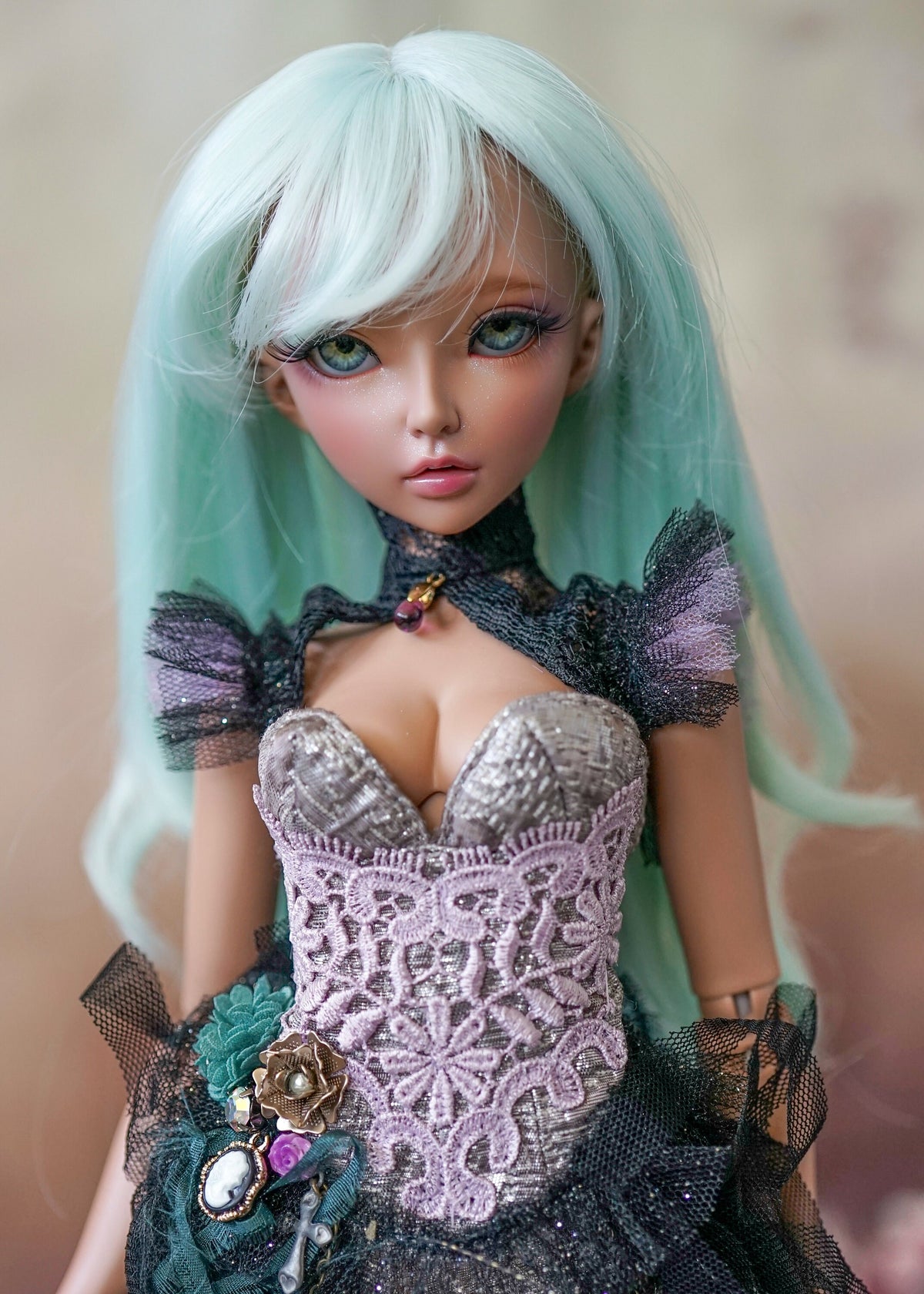 Custom doll Wig for Minifee Dolls- "TAN CAPS" 6-7" head size of Bjd, msd, Boneka ,Fairyland Minifee dolls anime limited 2 in 1