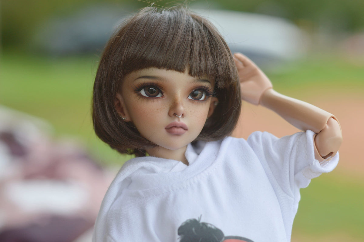 Zazou Dolls Custom doll Wig for Minifee 1/4 BJD Dolls- 6-7" head size of Bjd, msd, Boneka ,Fairyland Minifee dolls mohair