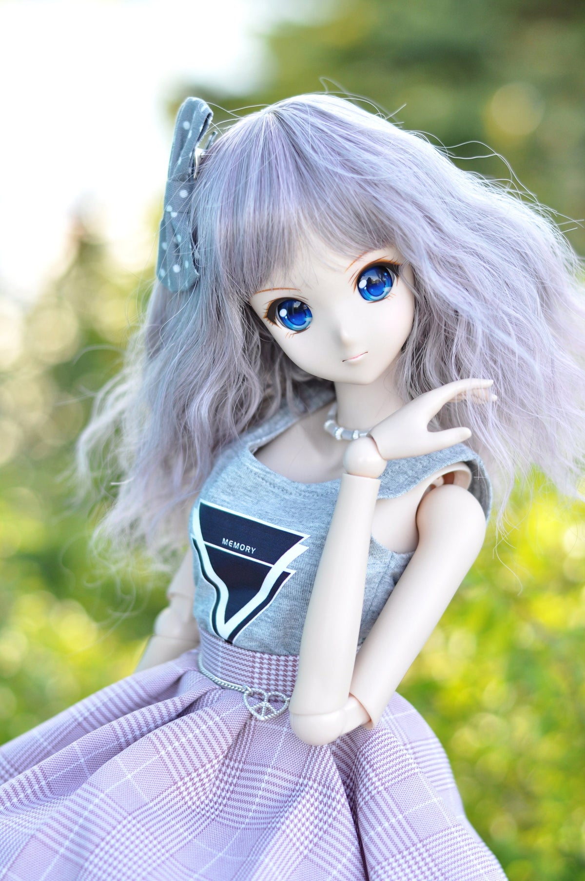 Custom doll WIG for Smart Dolls- Heat Safe-Tangle Resistant- 8.5" head size of Bjd, SD Zazou Dolls grey Pink ombre