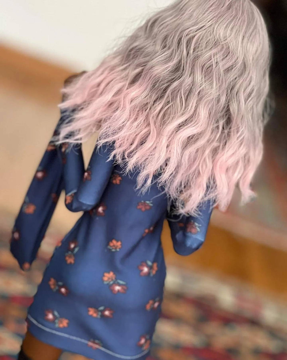 Custom doll WIG for Smart Dolls- Heat Safe-Tangle Resistant- 8.5" head size of Bjd, SD Zazou Dolls grey Pink ombre