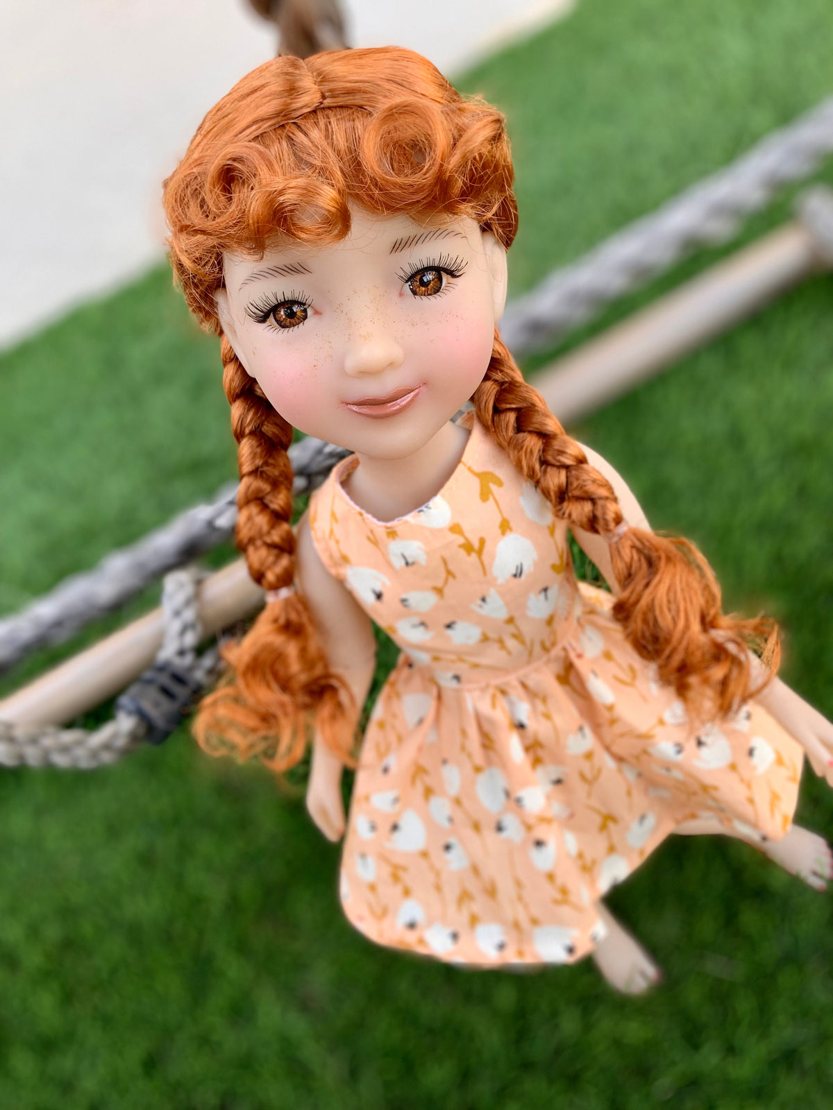 Custom doll WIG Exclusive Vegan Mohair-fits 8-9" head size Kaye Wiggs, Rrff, Meadowdolls Dumplings , bjd, "Stretch Fit" BRAIDS