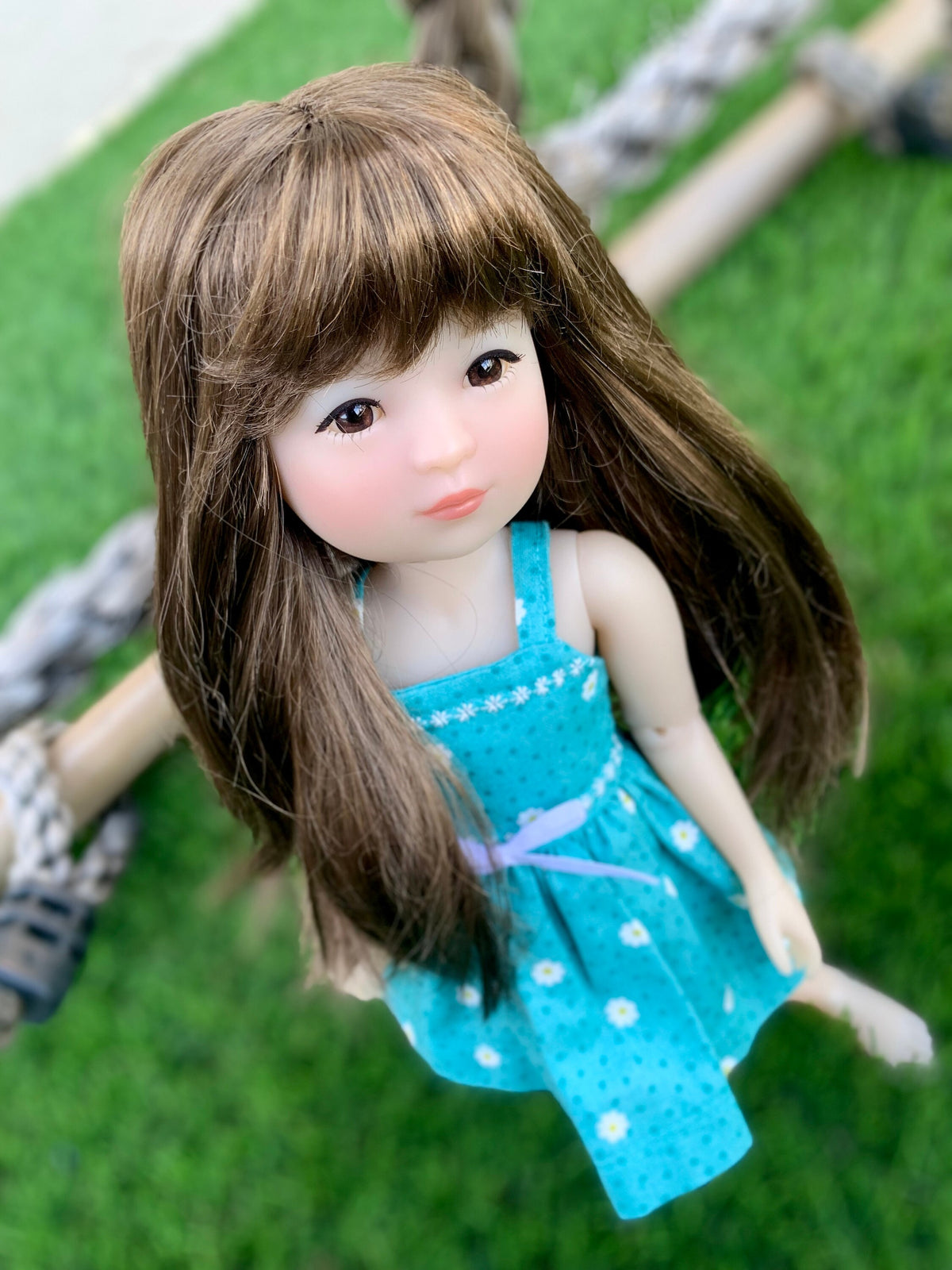 Zazou Custom WIG for 13" Dianna Effner Little Darling head size 7-8" siblings, Ellowyne, My Meadow Avery, Liz Frost "Stretch Cap"