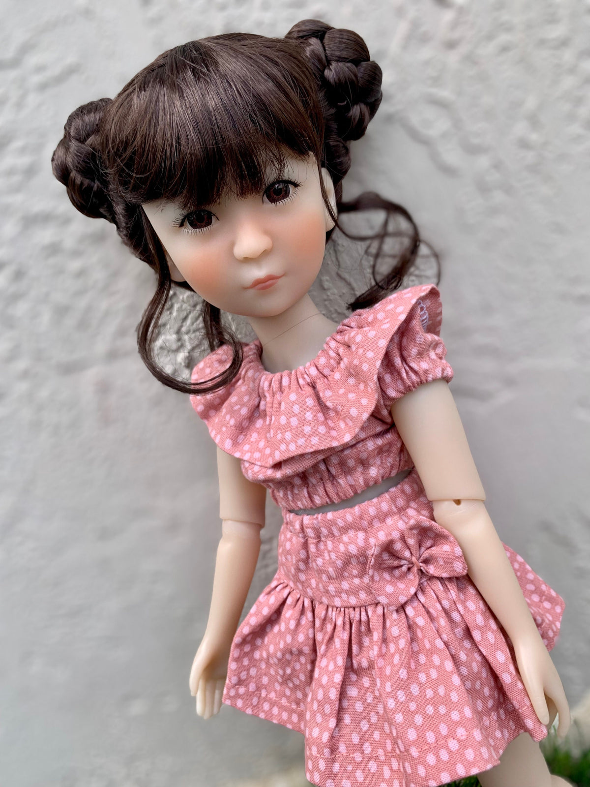 Custom doll WIG Exclusive Vegan Mohair-fits 9-10" head size Kaye Wiggs, RRFF, Wellie Dolls, bjd, Girl for All Time"Loose Fit" Buns