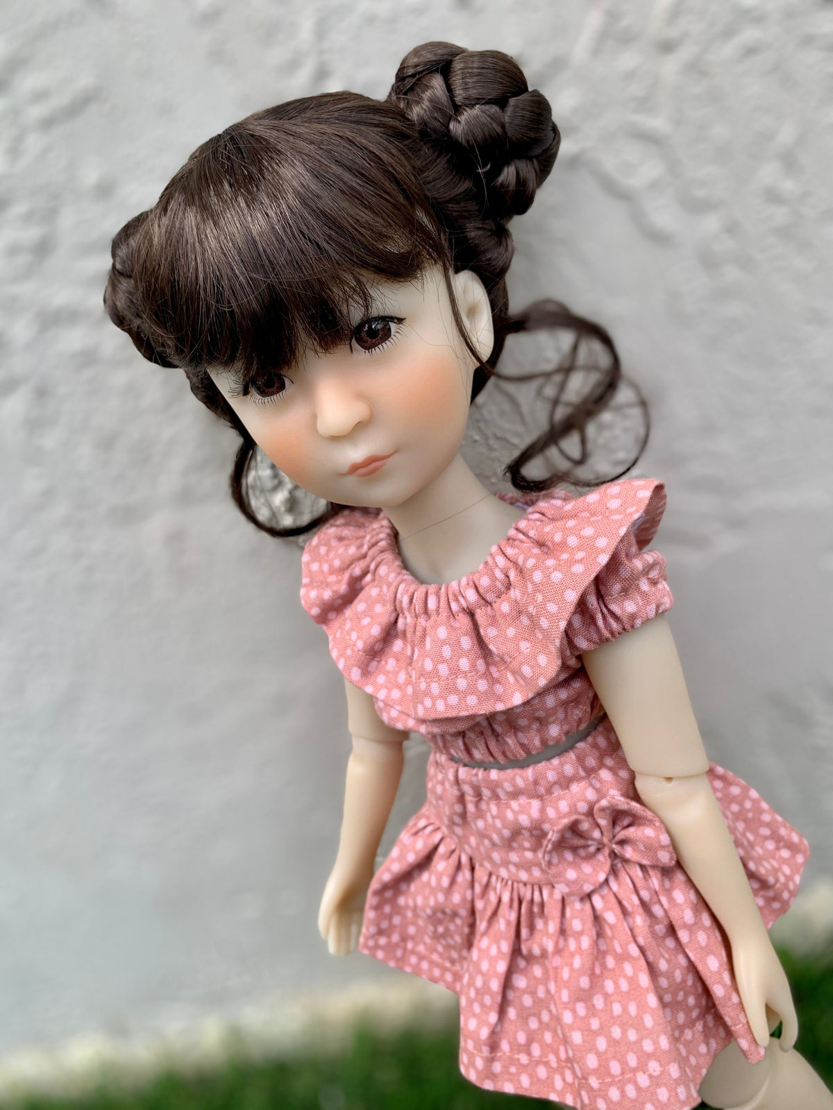 Custom doll WIG Exclusive Vegan Mohair-fits 9-10" head size Kaye Wiggs, RRFF, Wellie Dolls, bjd, Girl for All Time"Loose Fit" Buns