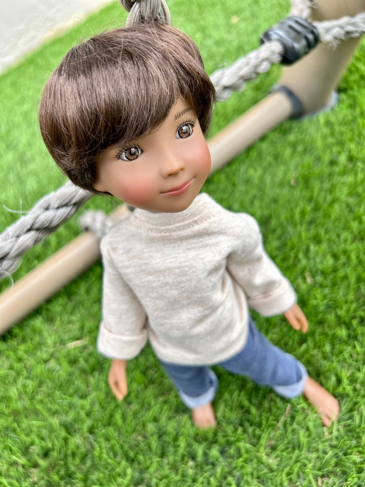 PREORDER Zazou Custom WIG for 13" Dianna Effner Little Darling head size 7-8" siblings, My Meadow, Mini Pal Maru, Liz Frost "Stretch Cap"