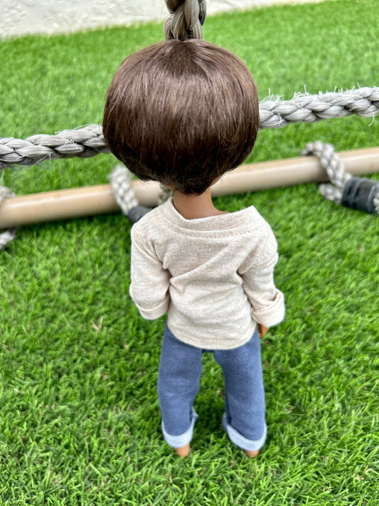 PREORDER Zazou Custom WIG for 13" Dianna Effner Little Darling head size 7-8" siblings, My Meadow, Mini Pal Maru, Liz Frost "Stretch Cap"