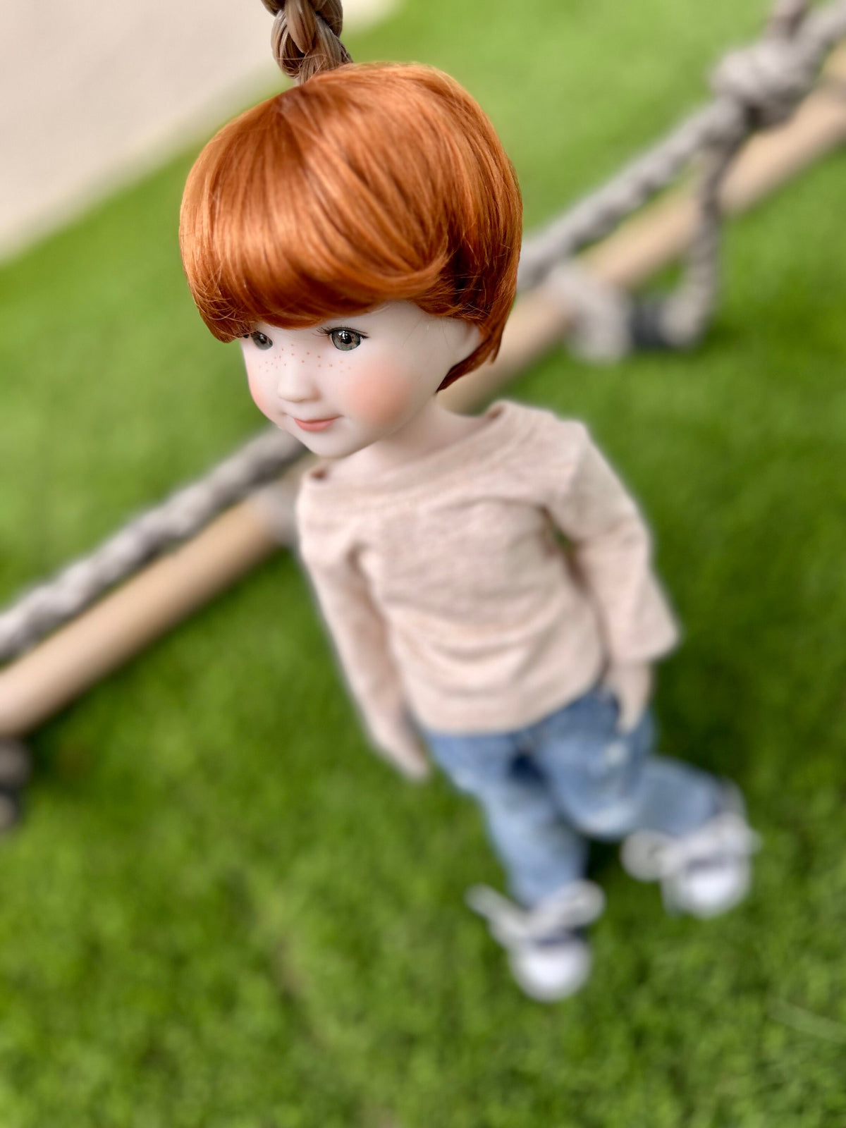 PREORDER Zazou Custom doll WIG Exclusive Vegan Mohair-fits 9-10" head size Kaye Wiggs, RRFF, Wellie Dolls, bjd, "Loose Fit" Boy