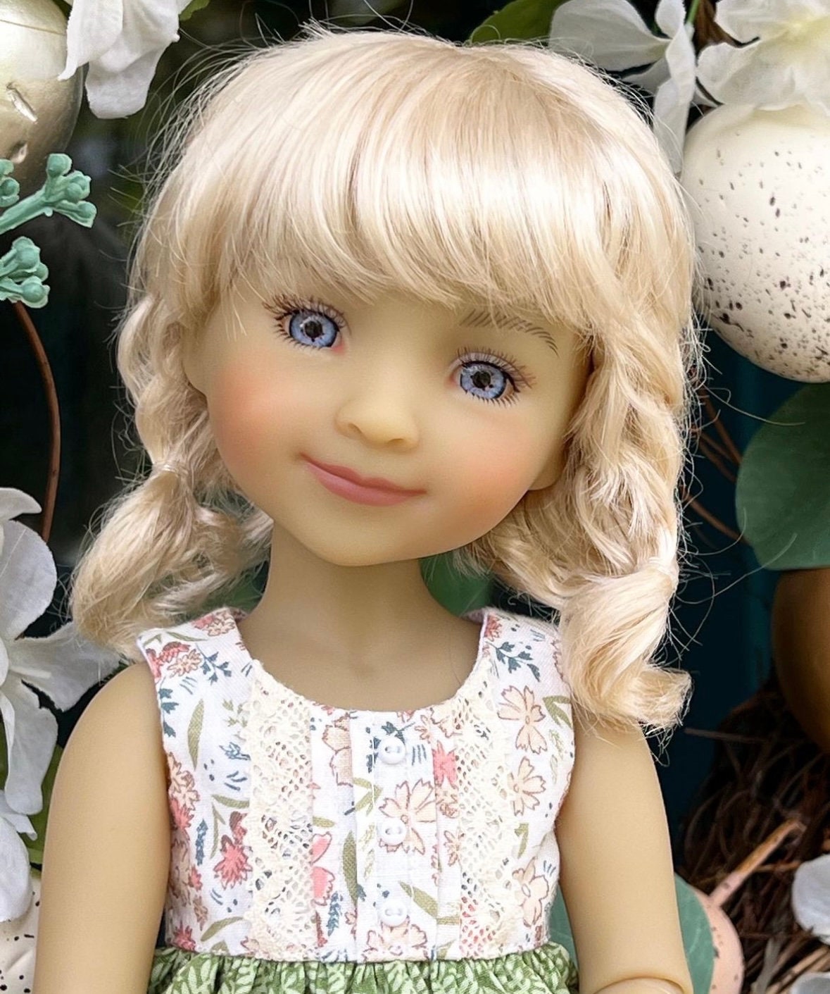 Custom doll WIG Exclusive Vegan Mohair-fits 9-10" head size Kaye Wiggs, RRFF, Wellie Dolls, bjd, Girl for All Time"Loose Fit"
