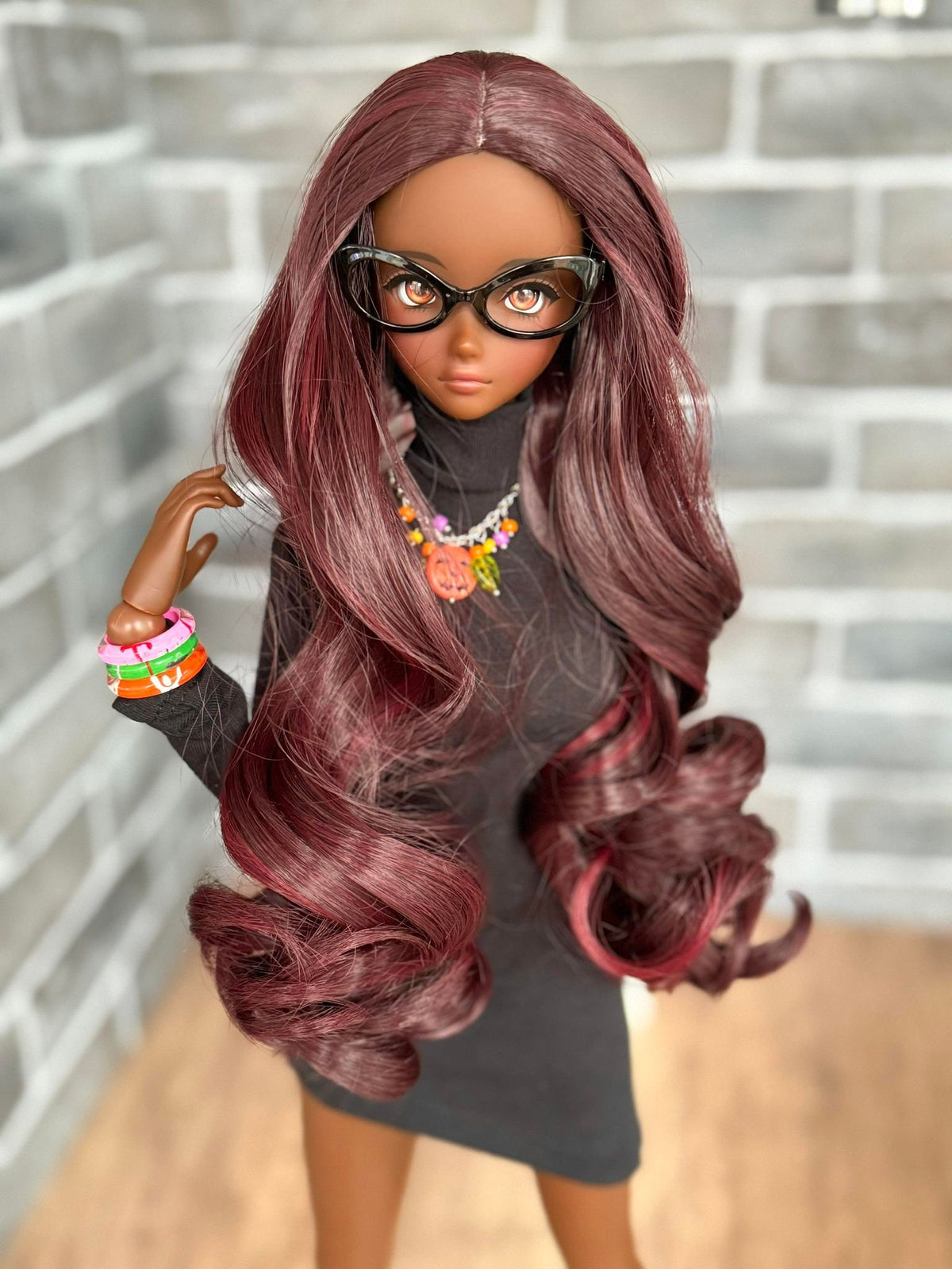 Custom doll WIG for Smart Dolls- Heat Safe -Tangle Resistant- 8.5" head size of Bjd, Sd, Dollfie Dream dolls curls "TAN CAPS" Zazou