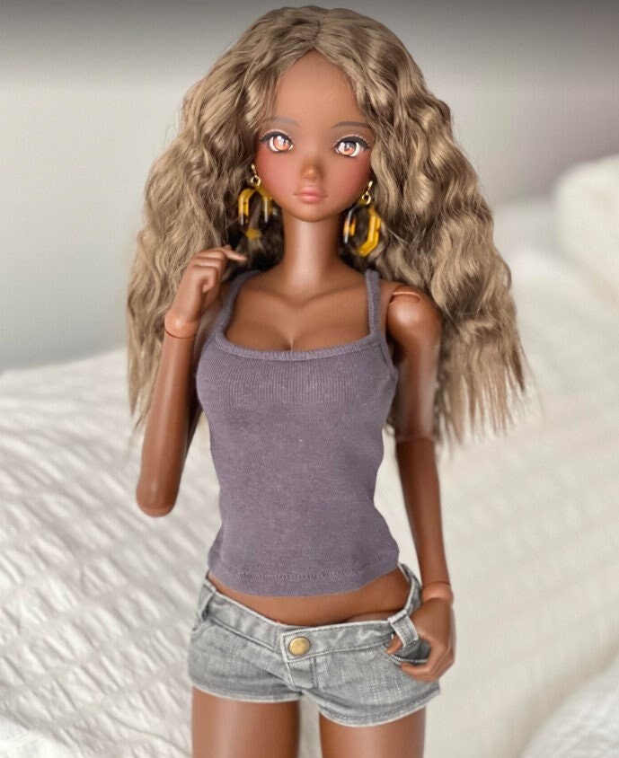 Custom doll Wig for Smart Dolls- Heat Safe - Tangle Resistant 8" head size of Bjd dolls Vegan Mohair Zazou