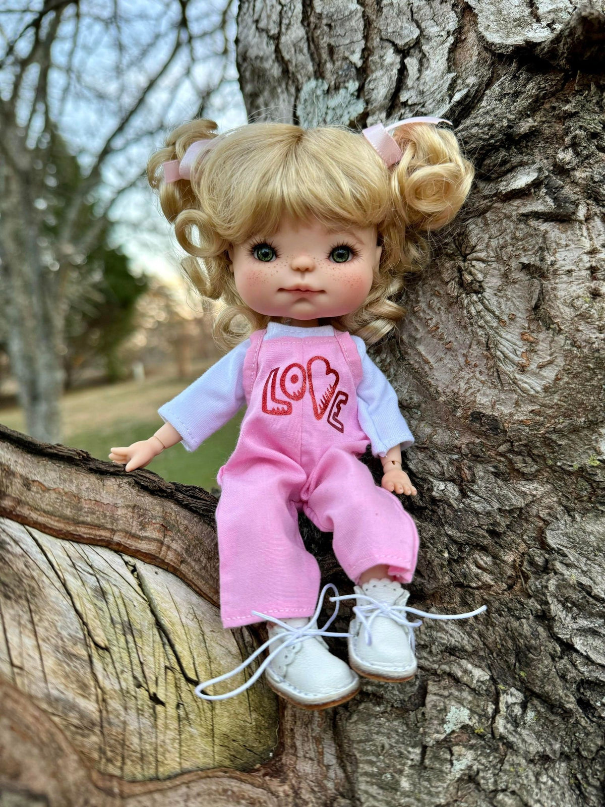 Custom WIG for head size 6-7" Meadowdolls CHIBBIS, BJD, Minifee or similar Vegan mohair pigtails Zazou Dolls