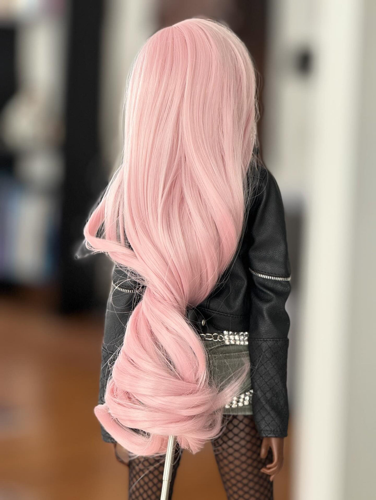 Custom doll Wig for Smart Dolls- "Tan Caps" 8-9" head size of Bjd, SD, Dollfie Dream dolls Pink curls Zazou Dolls "Loose fit" Cap required