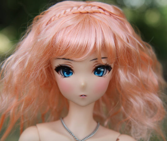 PREORDER Zazou Dolls Custom doll Wig for Smart Dolls - Tangle Resistant- 8" head size of Bjd, SD, Dollfie Dream dolls Vegan Mohair Peach