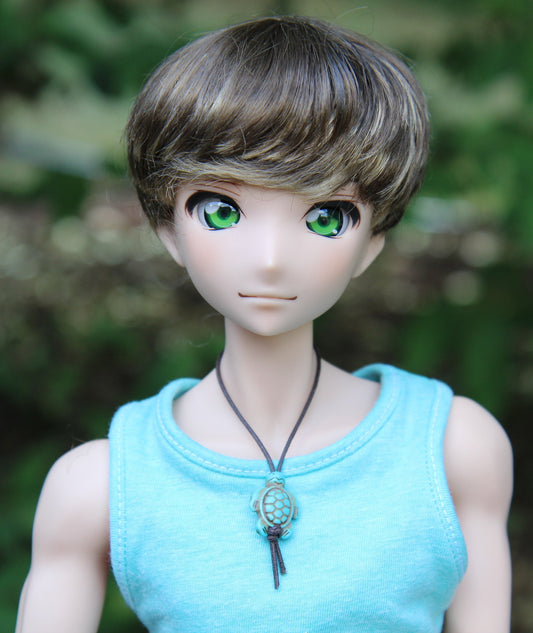 PREORDER Zazou Custom doll Wig for Smart Dolls - Tangle Resistant- 8.5" head size of Bjd, SD, Dollfie Dream dolls Brown Vegan Mohair BOY