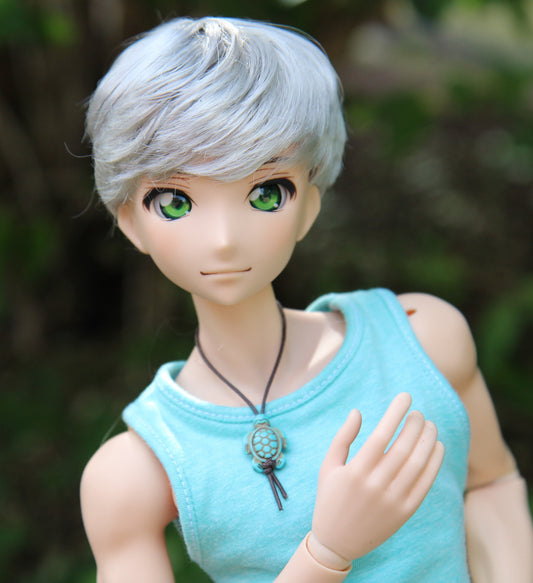 Zazou Custom doll Wig for Smart Dolls-Tangle Resistant- 8.5" head size of Bjd, SD, Dollfie Dream dolls Silver Vegan Mohair BOY PREORDER