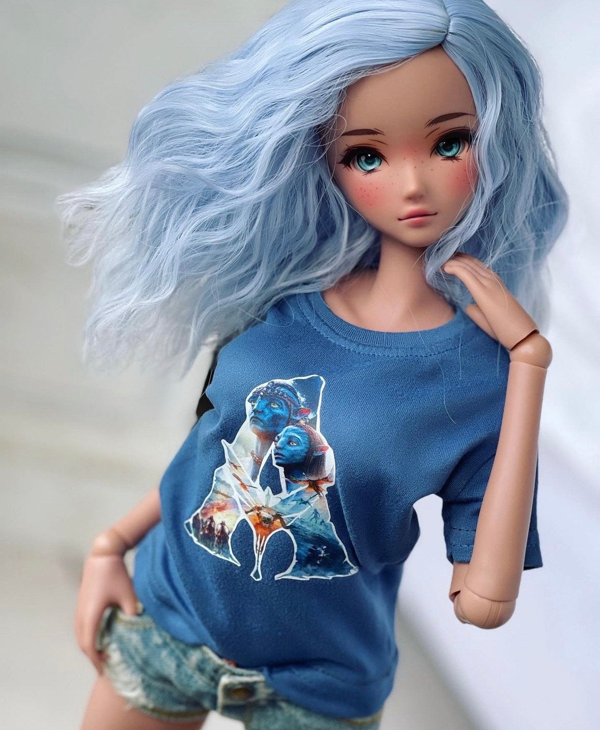Custom doll Wig for Smart Dolls- Heat Safe - Tangle Resistant- 8.5" head size of Bjd, SD, Dollfie Dream dolls Blue ombre Zazou Dolls
