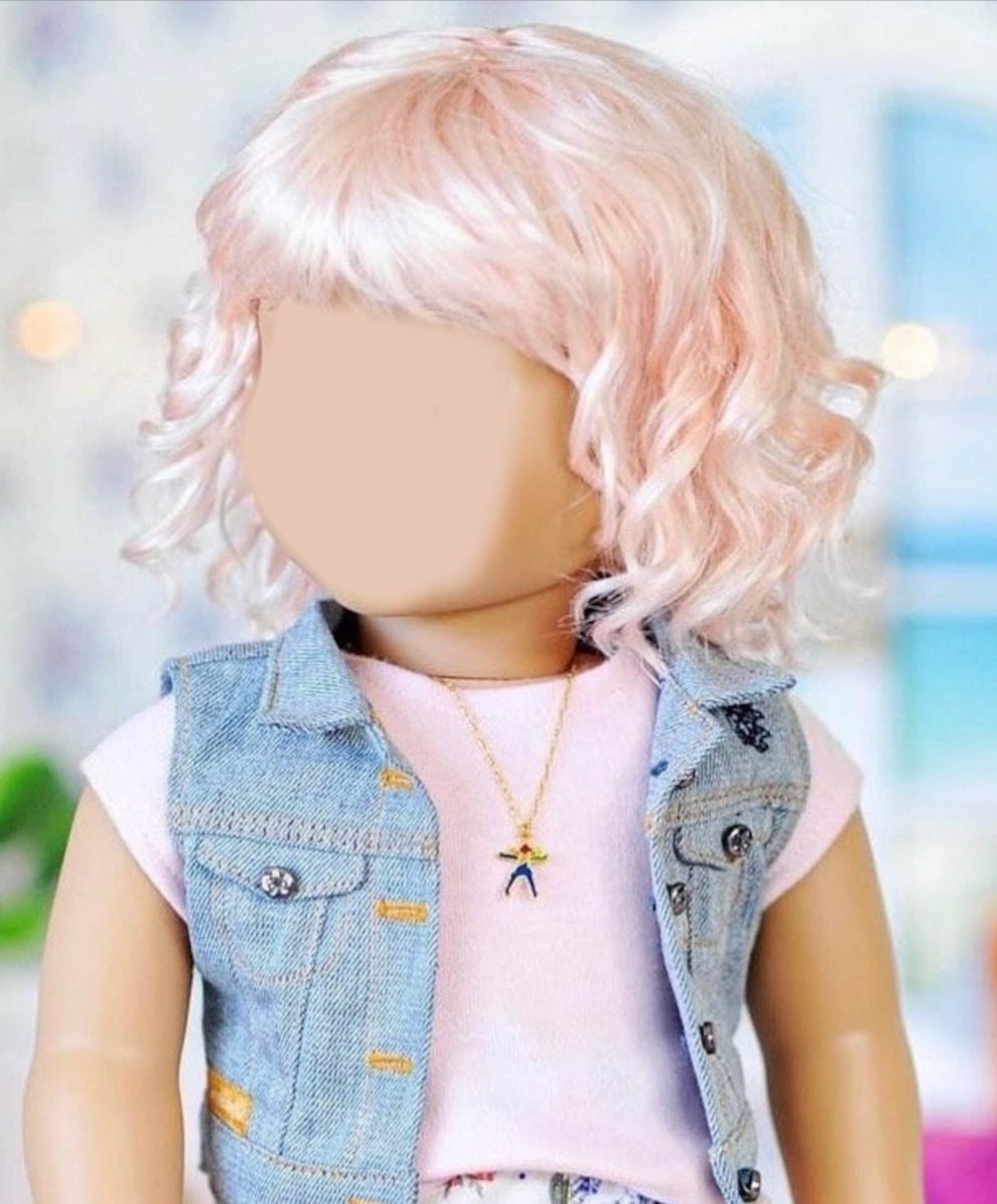 PREORDER Zazou Custom doll wig for 18" American Dolls - Vegan Mohair - fits 10-11" head size "Stretch Cap" Blythe BJD Happy Kidz meadowdolls