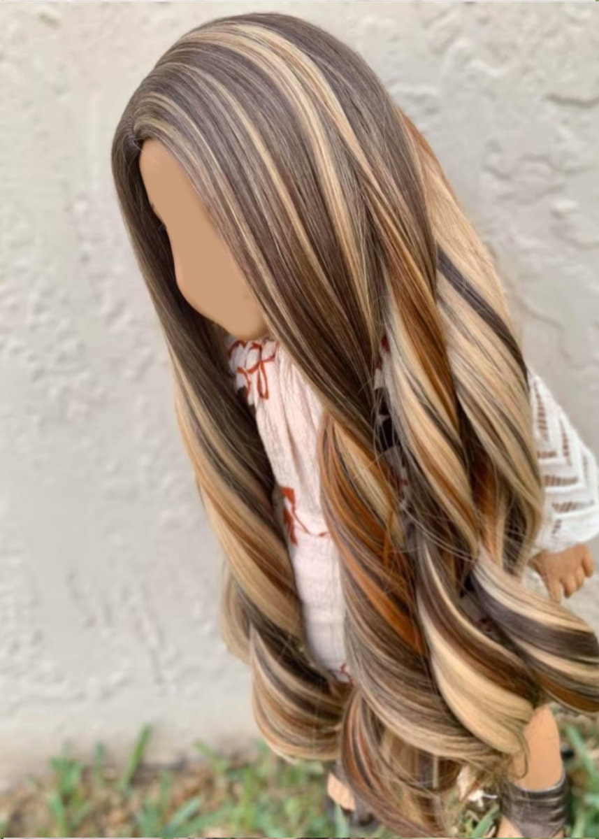 Zazou Dolls Custom doll wig for 18" American Doll - Heat Safe - Tangle Resistant-fits 11" head size of 18" dolls OG BJD Gotz