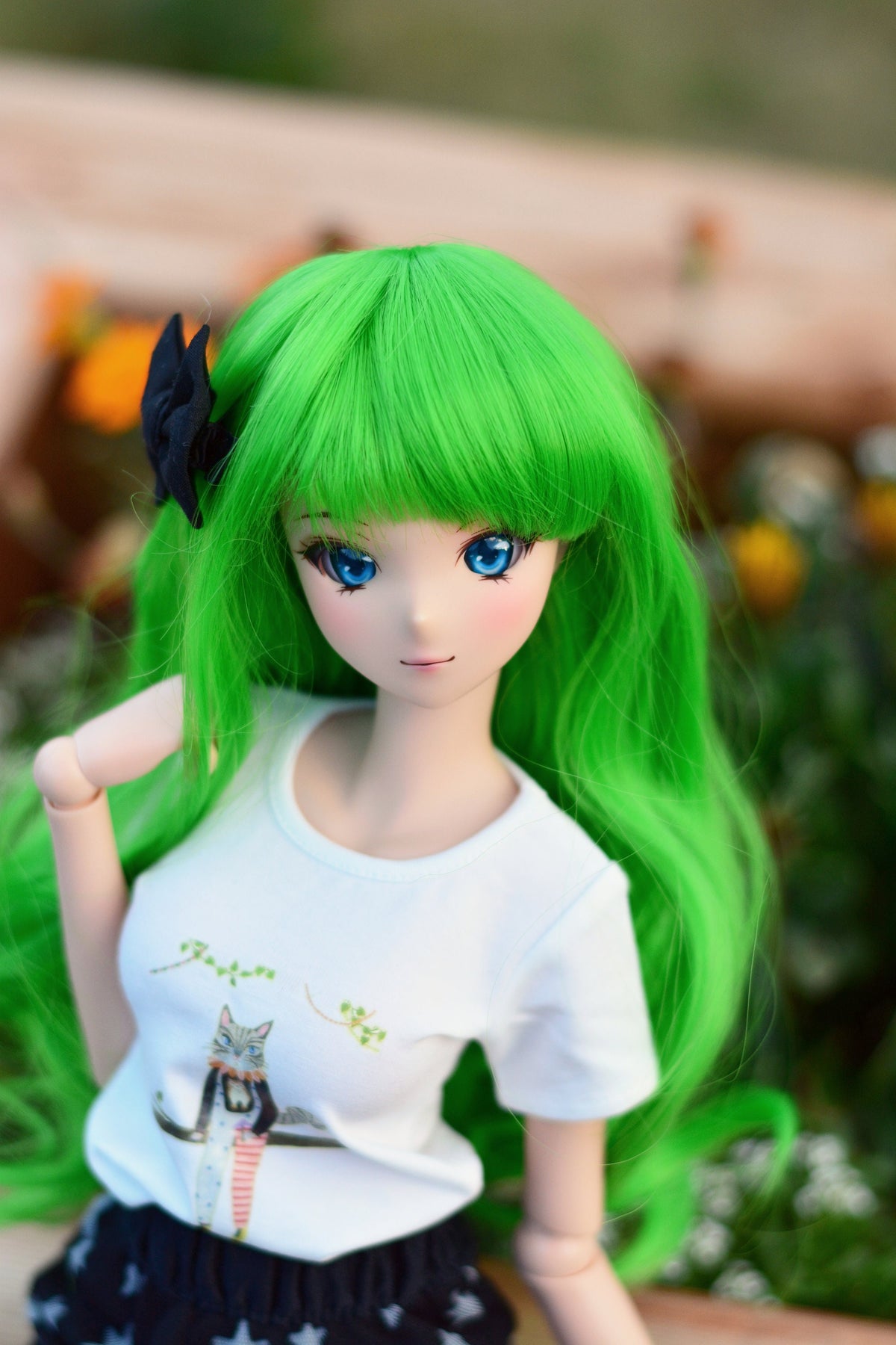 Custom doll WIG for Smart Dolls- Heat Safe- Tangle Resistant- 8.5" head size Bjd, Sd dolls "Tan Caps" C.C Lelouch Zazou Dolls Green
