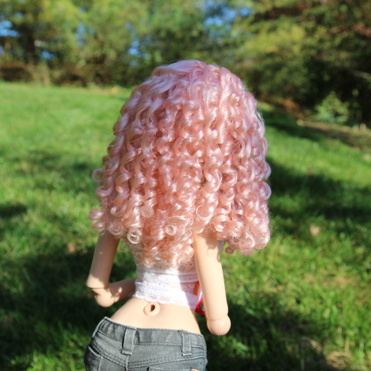 Zazou Dolls Custom doll Wig for Smart Dolls - Tangle Resistant- 8" head size of Bjd, SD, Pink curls