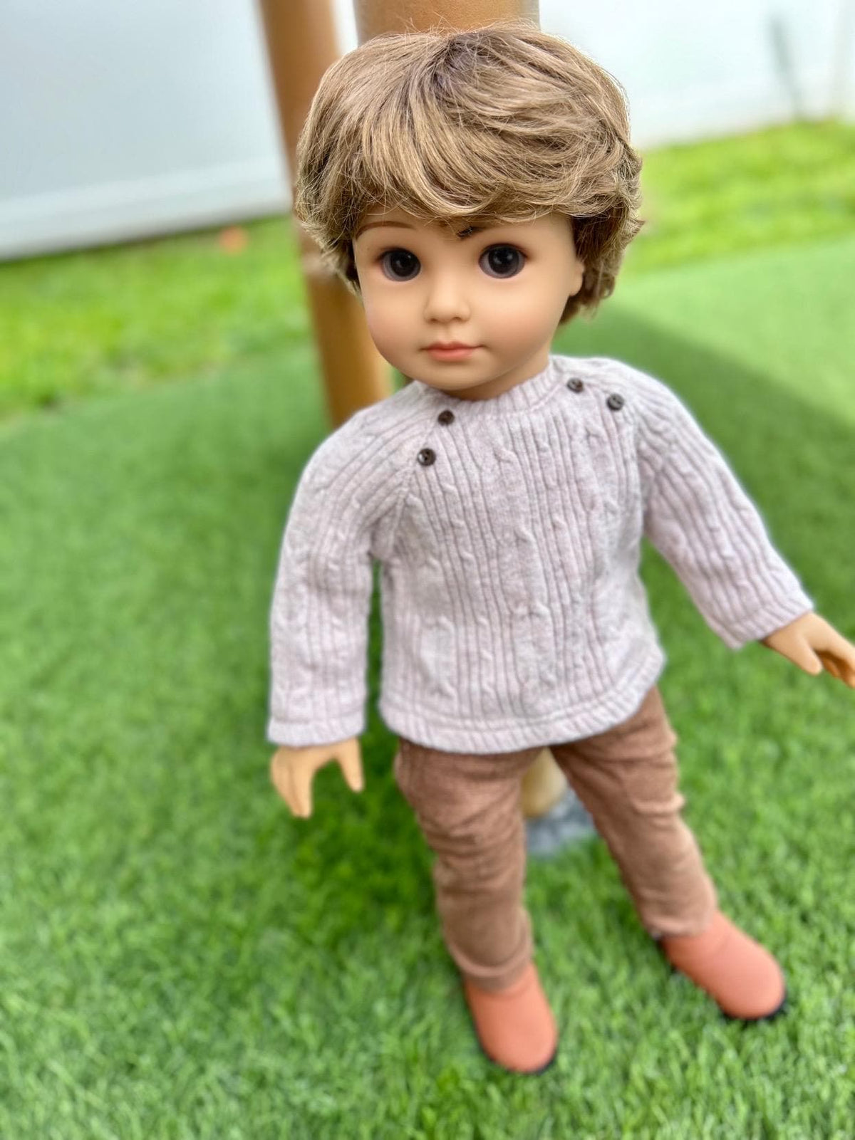 Zazou Custom 18 Inch doll Modacrylic Mohair Wig | 10-11 Head Size "Stretch Cap" | Made to Fit 18’’ American Girl Doll OG Meadowdolls BOY