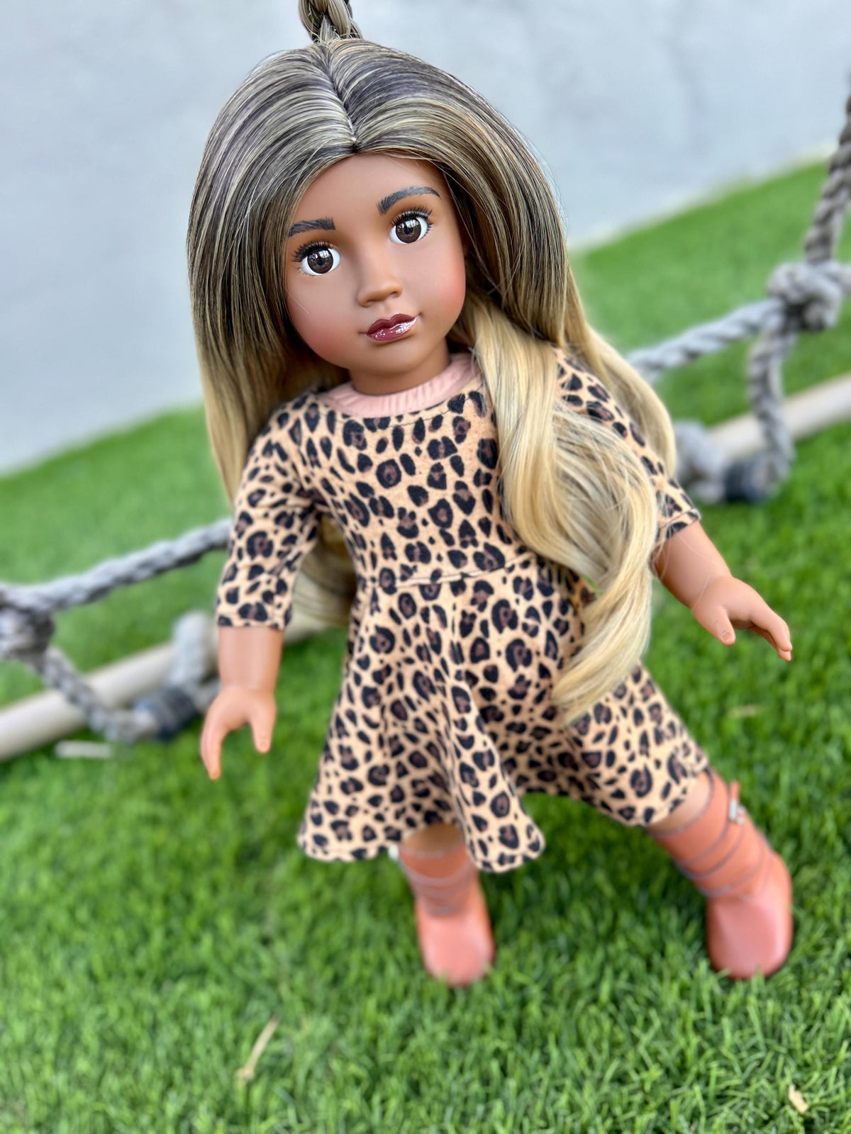 Custom doll wig for 18" American Dolls - Heat Safe - Tangle Resistant - fits 11" head size of 18" dolls OG Gotz ombre Zazou Dolls