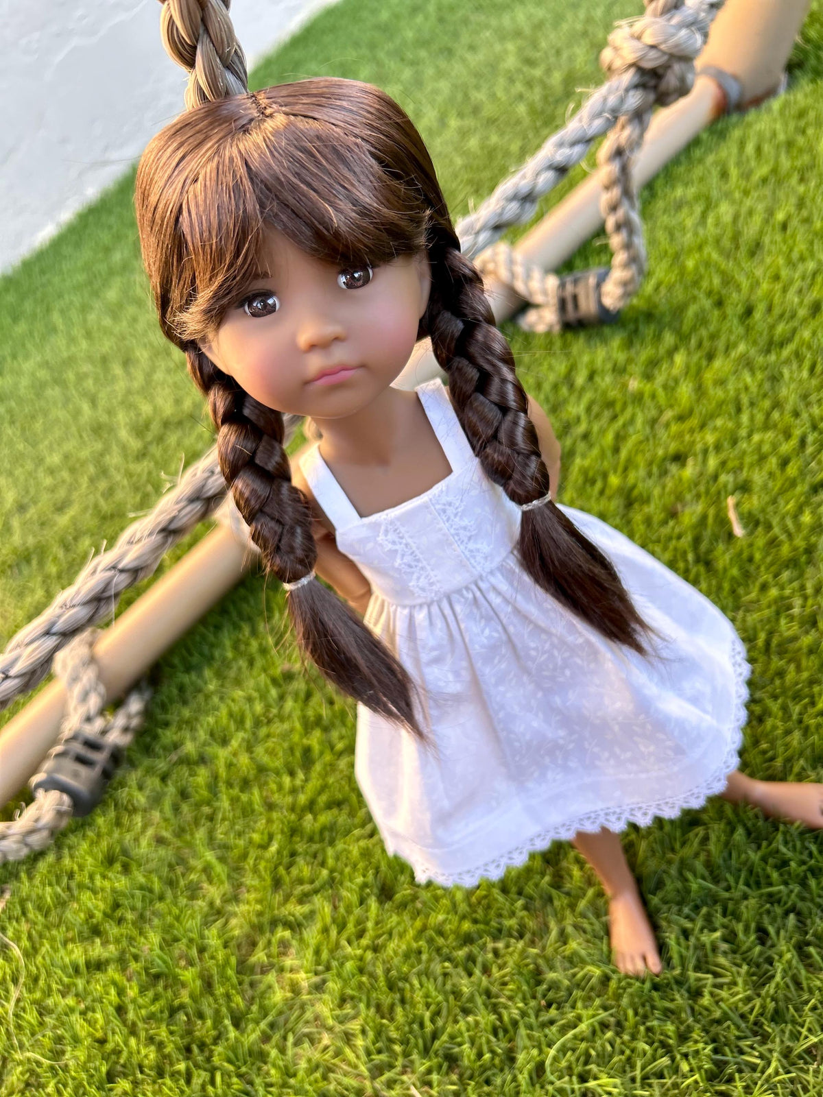 PREORDER Custom doll WIG Exclusive Vegan Mohair-fits 9-10 " head size RRFF, Meadowdolls Dumplings , bjd, "Loose Fit" Zazou Dolls Braids