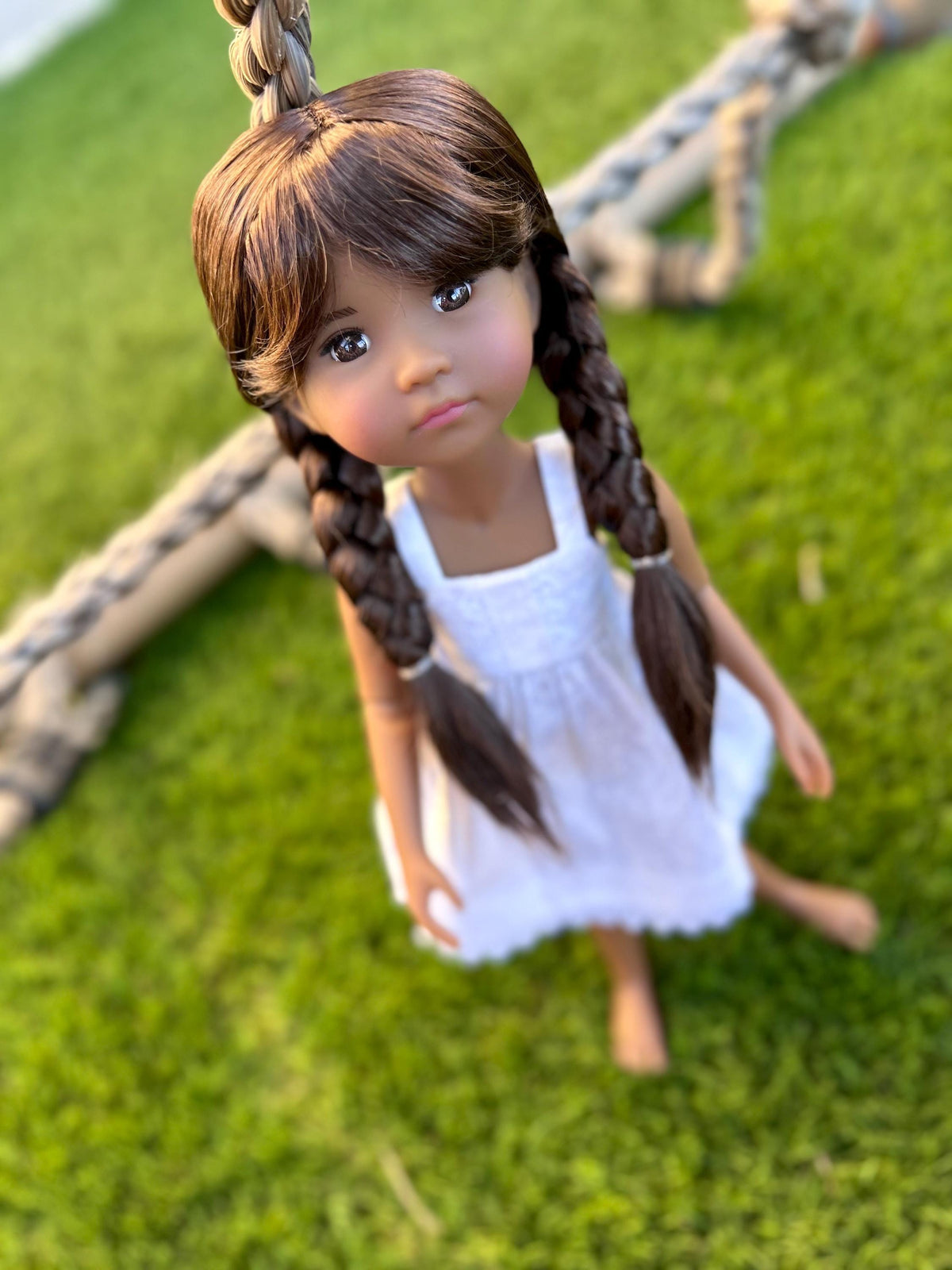 PREORDER Custom doll WIG Exclusive Vegan Mohair-fits 9-10 " head size RRFF, Meadowdolls Dumplings , bjd, "Loose Fit" Zazou Dolls Braids