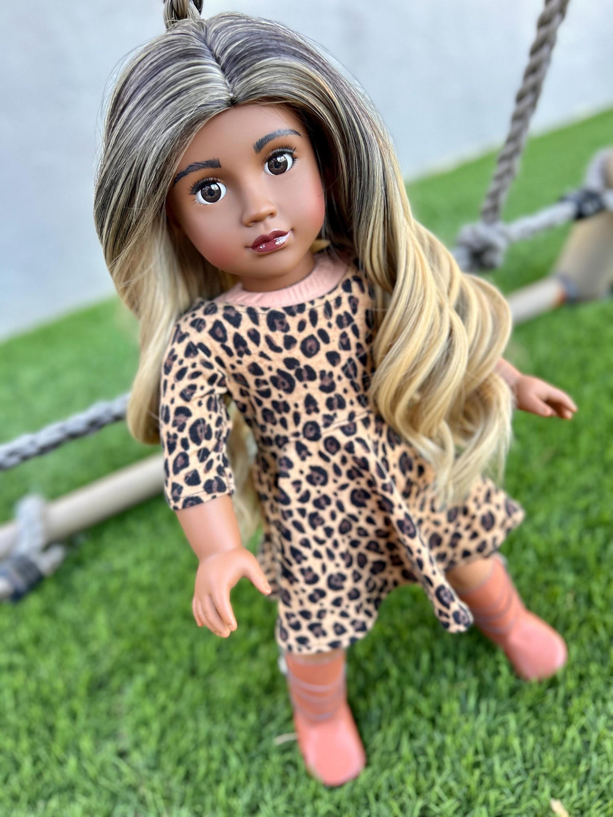 Custom doll wig for 18" American Dolls - Heat Safe - Tangle Resistant - fits 11" head size of 18" dolls OG Gotz ombre Zazou Dolls