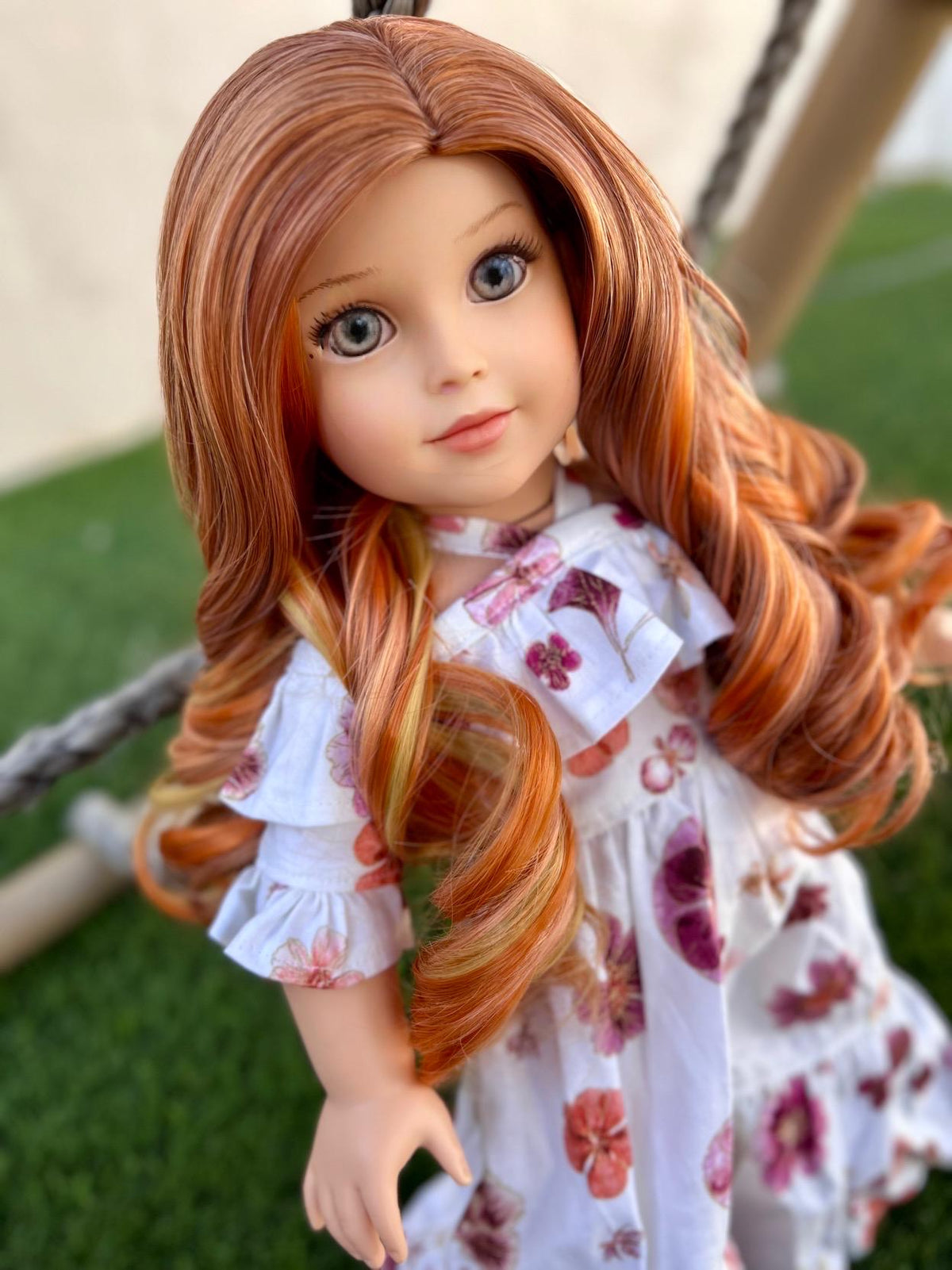 Custom doll wig for 18" American Dolls - Heat Safe - Tangle Resistant - fits 11" head size of 18" dolls OG Gotz reds Zazou Dolls