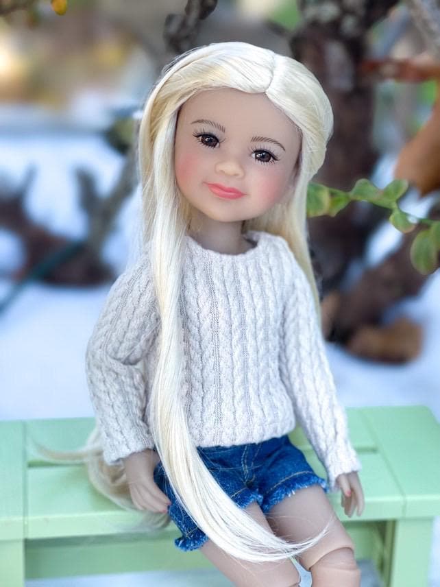 Exclusive Vegan Mohair Custom doll WIG fits 8-9" head size Kaye Wiggs, RRFF, Meadowdolls Dumplings , bjd, "Stretch Fit" Zazou dolls