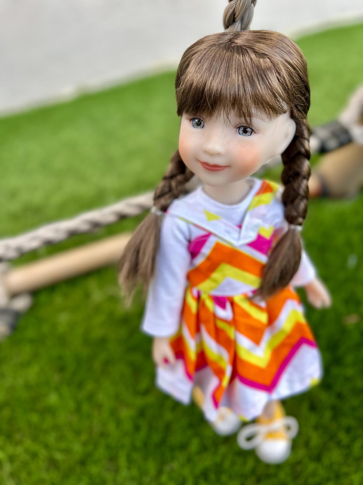 PREORDER Custom doll WIG Exclusive Vegan Mohair-fits 8-9" head size Kaye Wiggs, RRFF, Meadowdolls Dumplings , "Stretch Fit" Brown braids