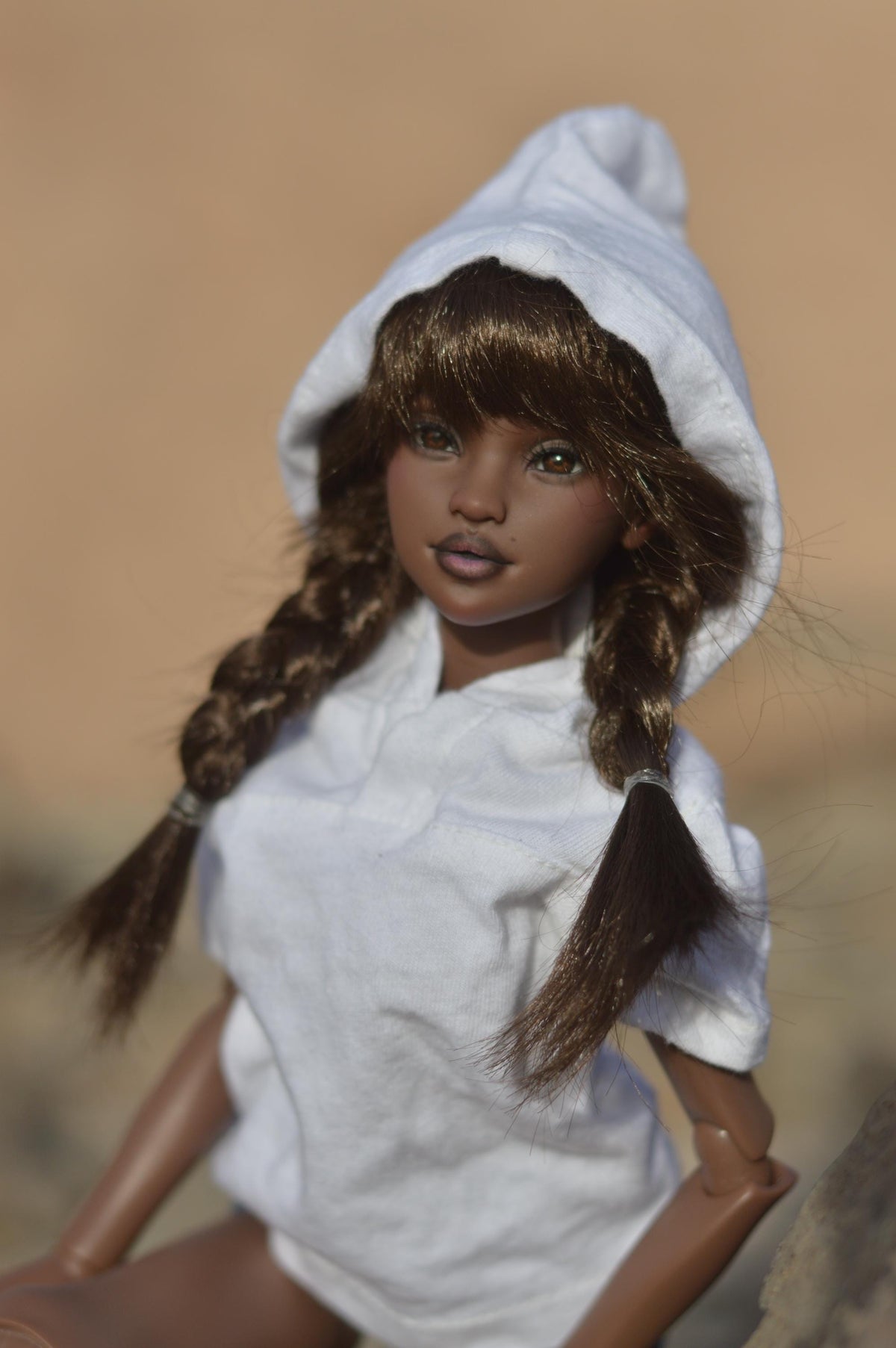 Zazou Dolls Custom doll Wig for Minifee 1/4 BJD Dolls- 6-7" head size Bjd, msd, Boneka ,Fairyland Minifee dolls mohair Brown braids