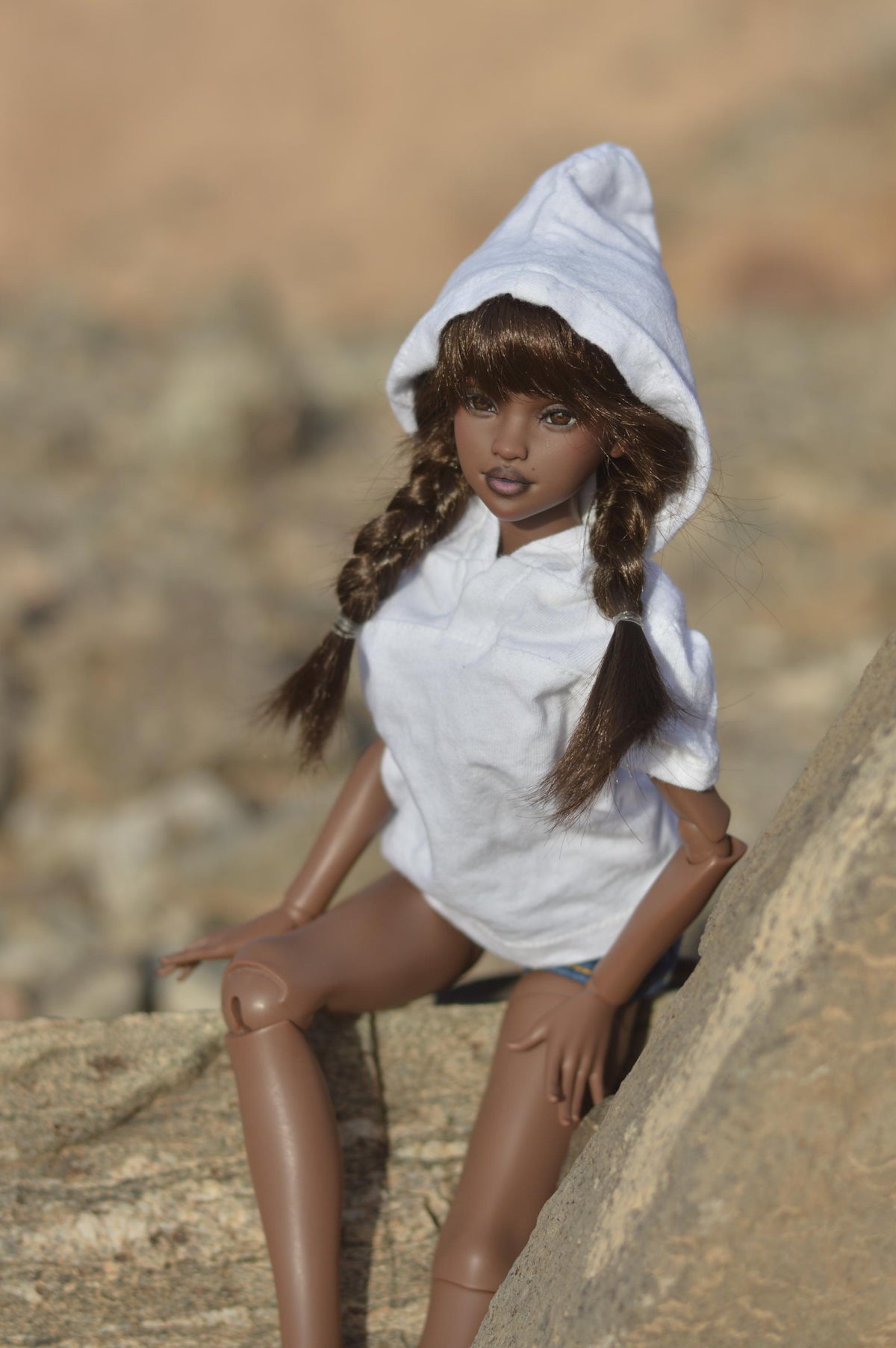 Zazou Dolls Custom doll Wig for Minifee 1/4 BJD Dolls- 6-7" head size Bjd, msd, Boneka ,Fairyland Minifee dolls mohair Brown braids