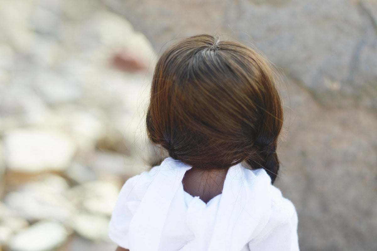 Zazou Dolls Custom doll Wig for Minifee 1/4 BJD Dolls- 6-7" head size Bjd, msd, Boneka ,Fairyland Minifee dolls mohair Brown braids