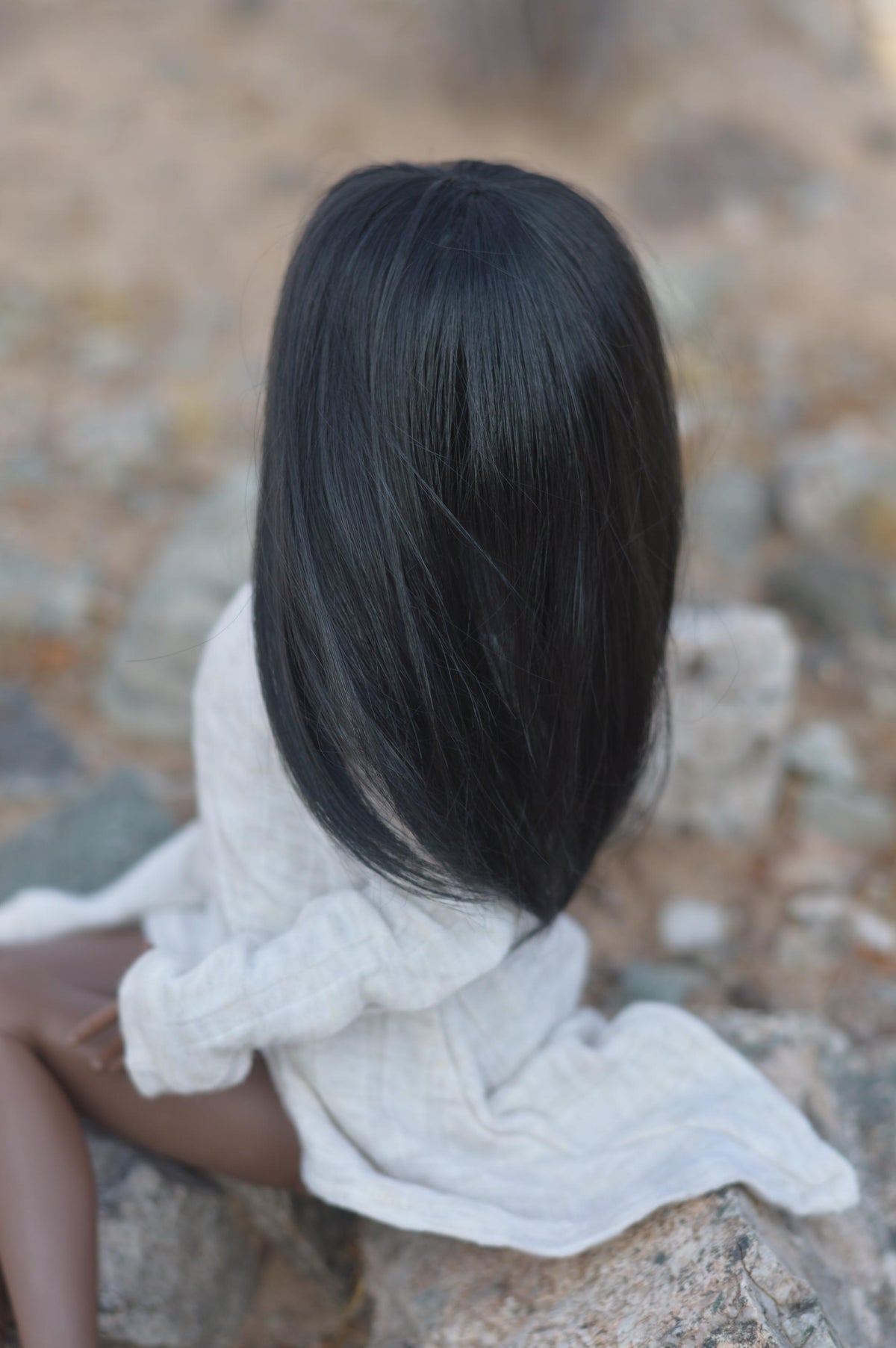 Zazou Dolls Custom doll Wig for Minifee 1/4 BJD Dolls- 6-7" head size Bjd, msd, Boneka ,Fairyland Minifee dolls mohair Black