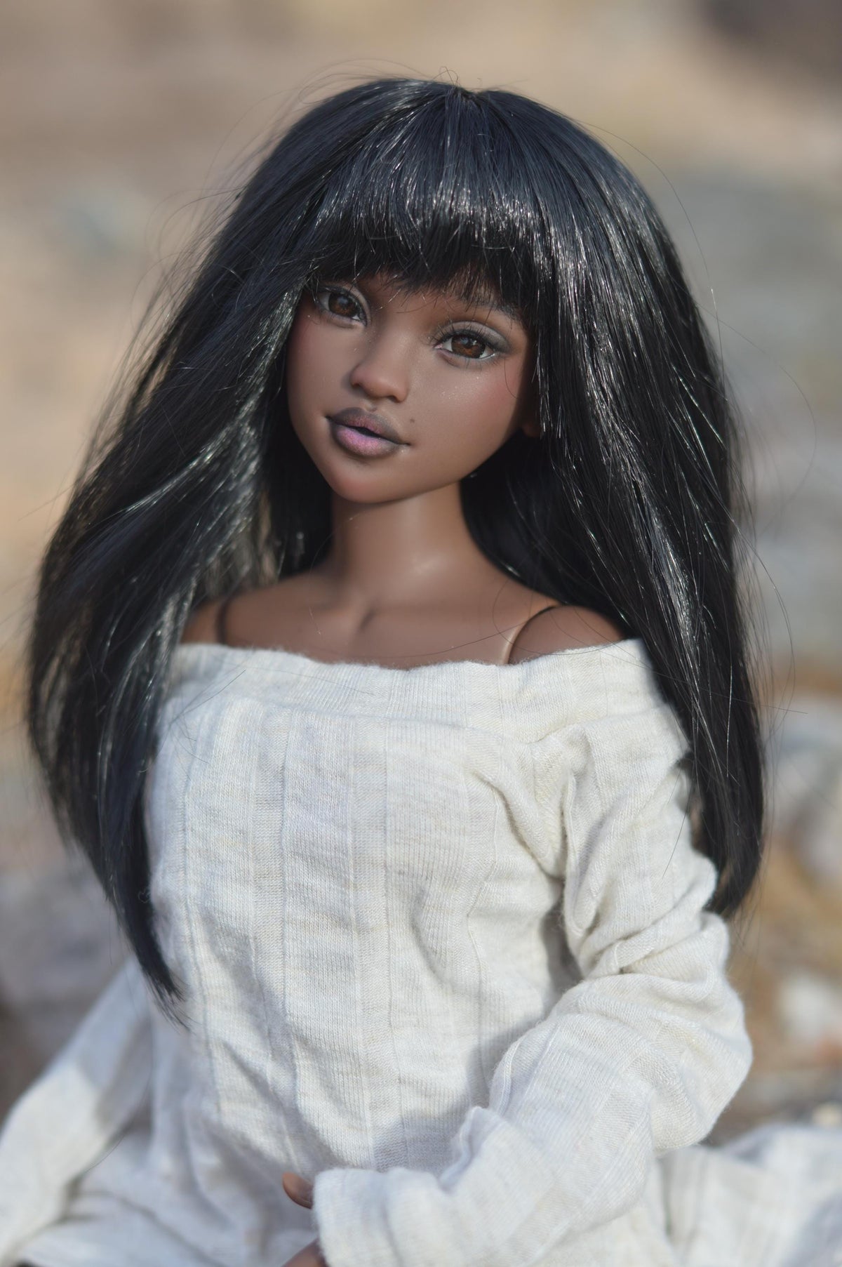 Zazou Dolls Custom doll Wig for Minifee 1/4 BJD Dolls- 6-7" head size Bjd, msd, Boneka ,Fairyland Minifee dolls mohair Black