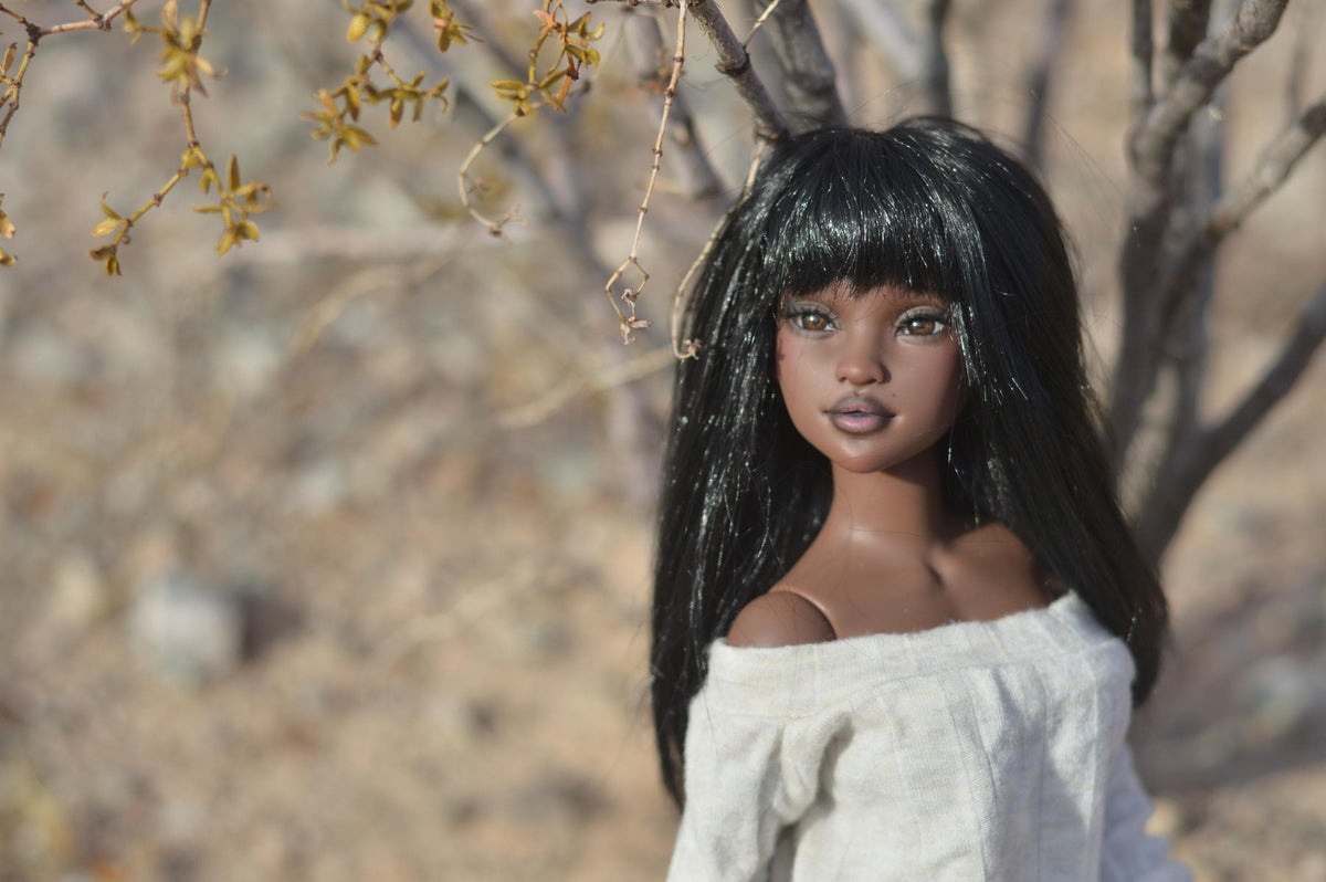 Zazou Dolls Custom doll Wig for Minifee 1/4 BJD Dolls- 6-7" head size Bjd, msd, Boneka ,Fairyland Minifee dolls mohair Black