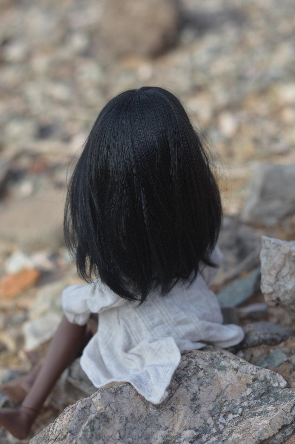 Zazou Dolls Custom doll Wig for Minifee 1/4 BJD Dolls- 6-7" head size Bjd, msd, Boneka ,Fairyland Minifee dolls mohair Black