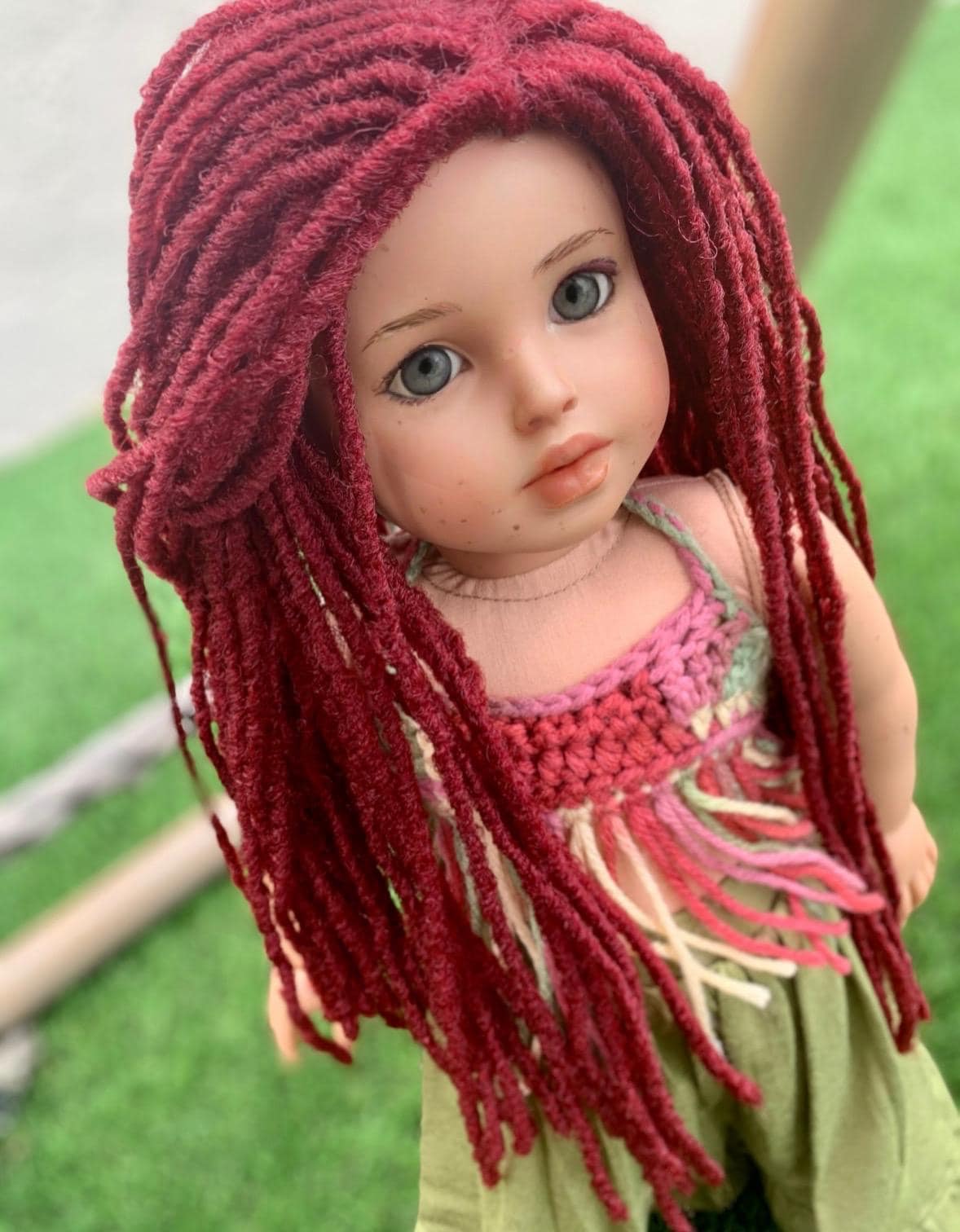Custom doll wig for 18" Dolls-Heat Safe-Tangle Resistant-fits 10-11" head of 18" dolls American Doll Journey AA Marley locs