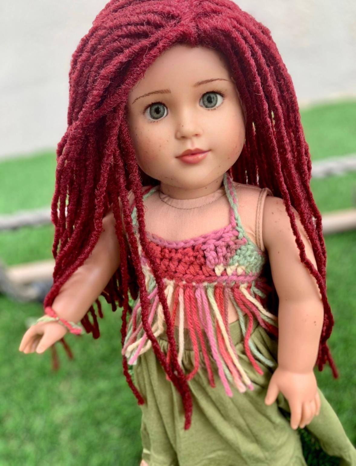 Custom doll wig for 18" Dolls-Heat Safe-Tangle Resistant-fits 10-11" head of 18" dolls American Doll Journey AA Marley locs