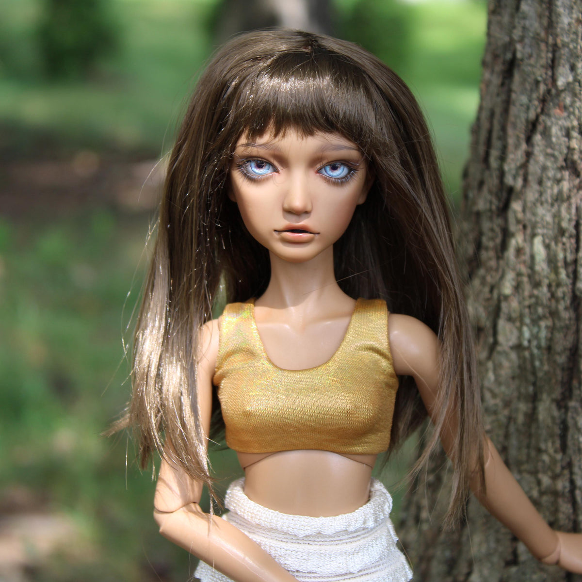 Zazou Custom doll Wig for Minifee 1/4 BJD Dolls- "TAN Caps" 6-7" head size of Bjd, msd ,Fairyland Minifee dolls mohair