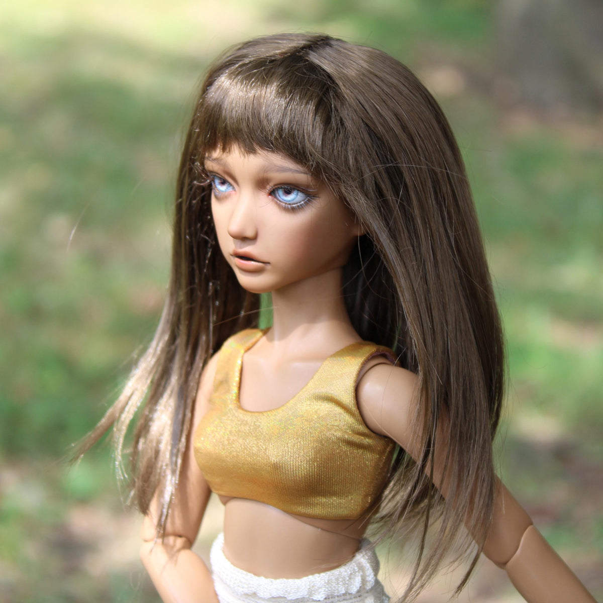 Zazou Custom doll Wig for Minifee 1/4 BJD Dolls- "TAN Caps" 6-7" head size of Bjd, msd ,Fairyland Minifee dolls mohair