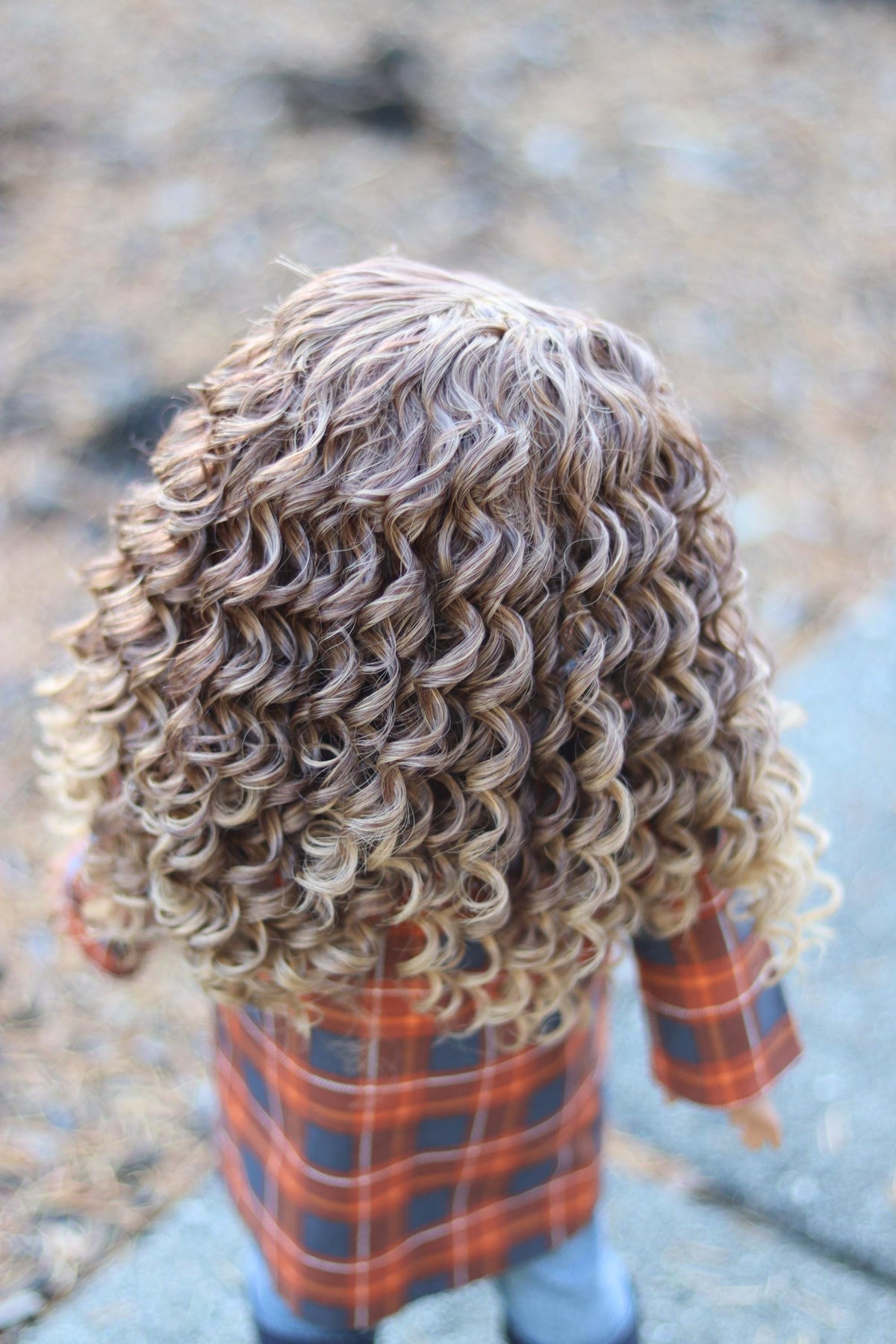 PREORDER Custom doll wig 18" American Doll- Heat Safe - Tangle Resistant-fits 11" head size of 18" dolls OG BJD Gotz caramel ombre Zazou