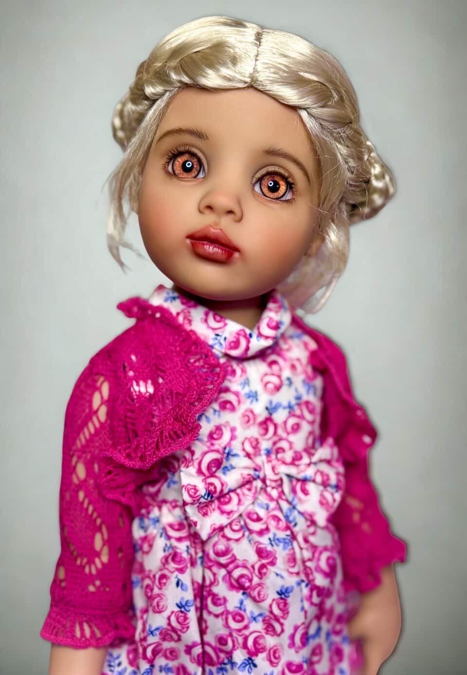 Zazou Custom 18 Inch doll Vegan Mohair Wig | 10-11" Head Size "Stretch Cap" | Made to Fit 18’’ American Dolls OG Happy Kidz Mea