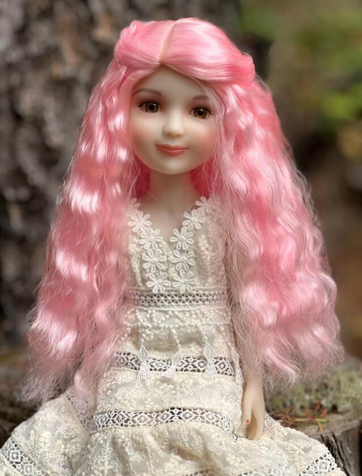 Custom doll Wig Exclusive Vegan Mohair-fits 9-10" head size Kaye Wiggs, RRFF, WW, bjd, Girl for All Time"Loose Fit" Zazou Dolls