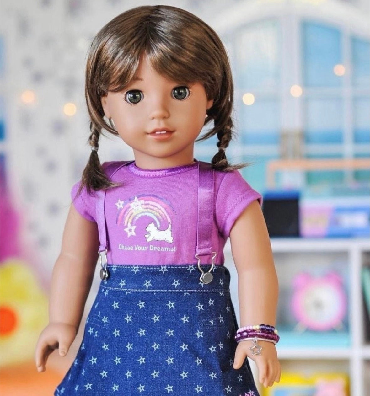 Zazou Dolls Custom doll wig for 18" American Girl Dolls - Vegan Mohair - fits 10-11" head size of dolls such as OG Blythe BJD Gotz meadowdolls